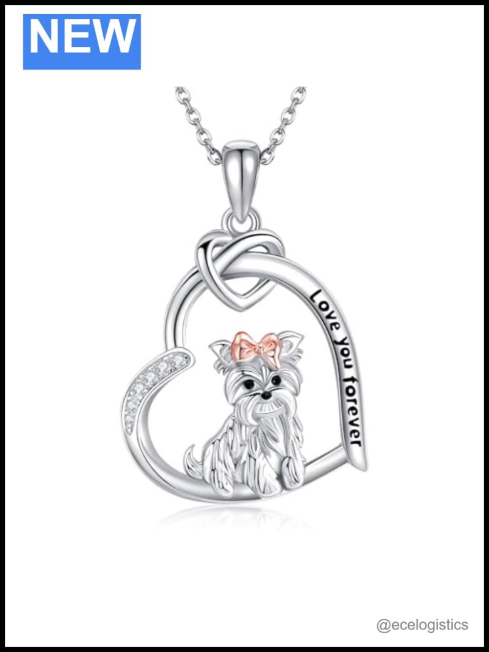 925 Sterling Silver Yorkie Dog Pendant Necklace 18-20 Inch Gift for Women